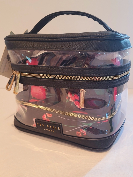 Ted Baker Accessories - Ted Baker Clear & Floral Makeup Case - 4 Pieces